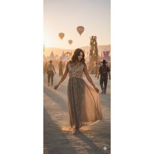 VTG Boho Maxi Dress Leopard Print Geometric Embroidered Bodice Sleeveless S‎